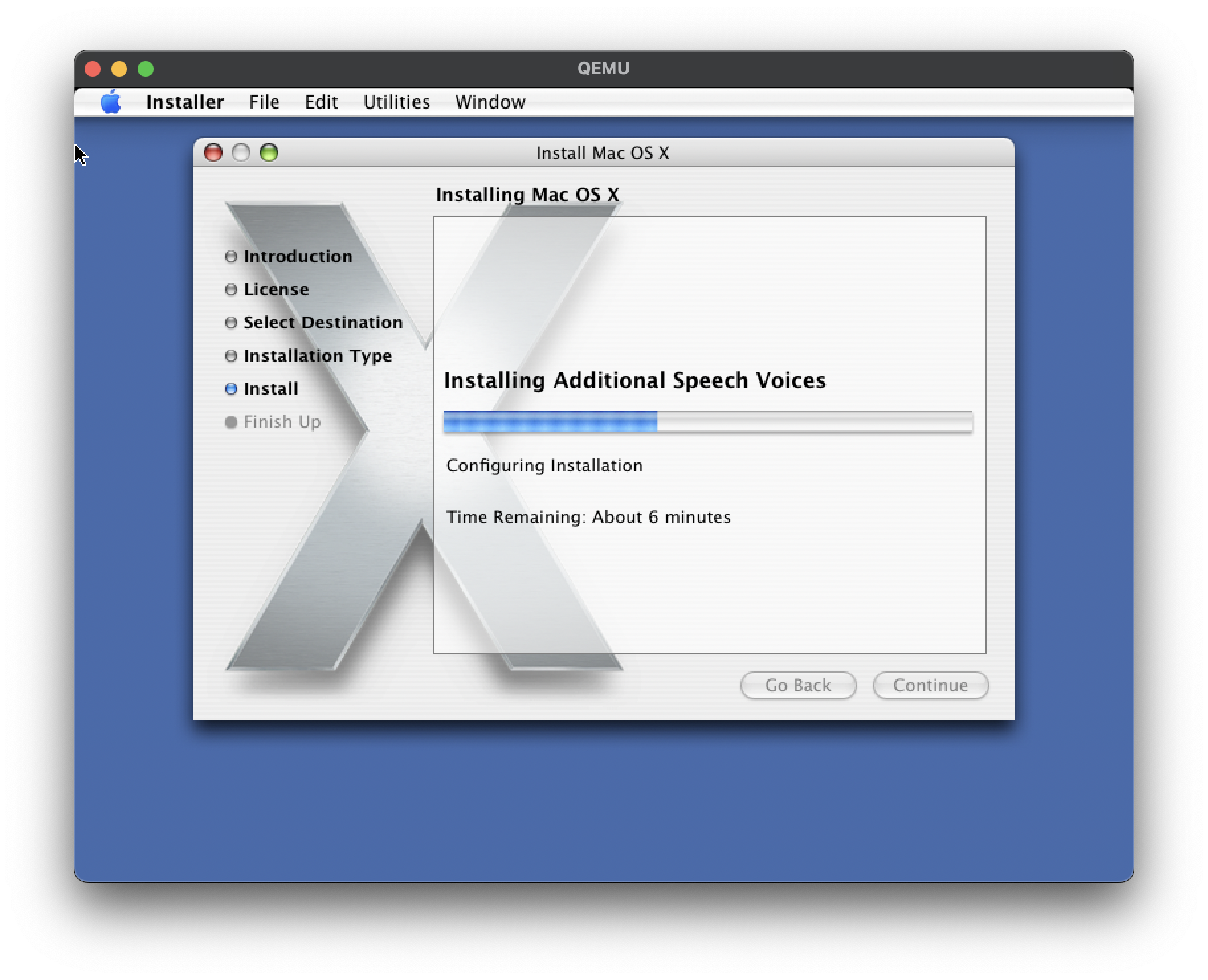 the installer running, somewhere in "installing additional speech voices"